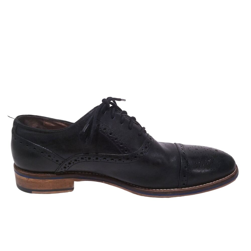 Johnston & Murphy Black Leather Cap Toe Oxford Shoes